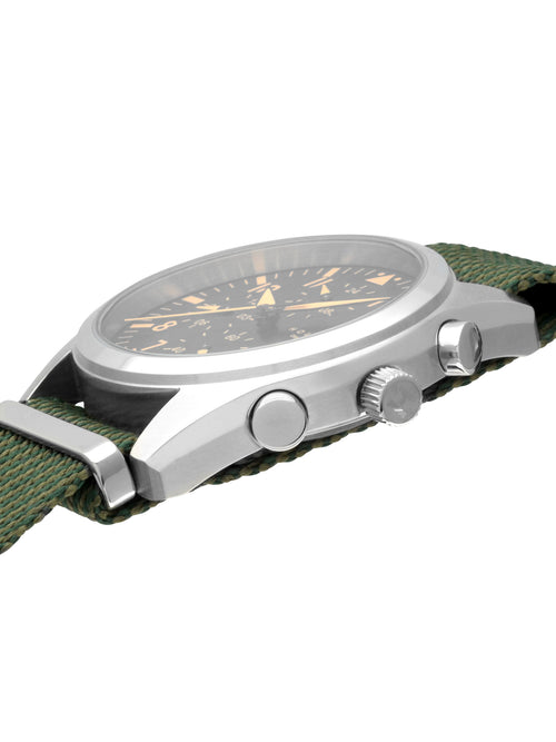 Adventurer watch 42mm black/orange dial with green nato strap