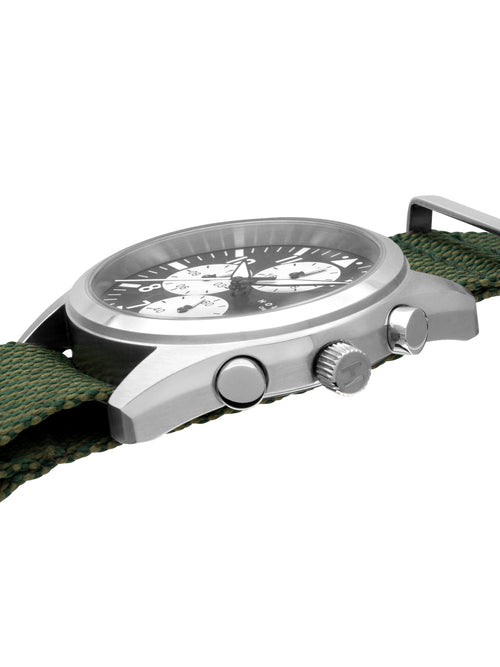Adventurer watch 42mm black/white dial with green nato strap