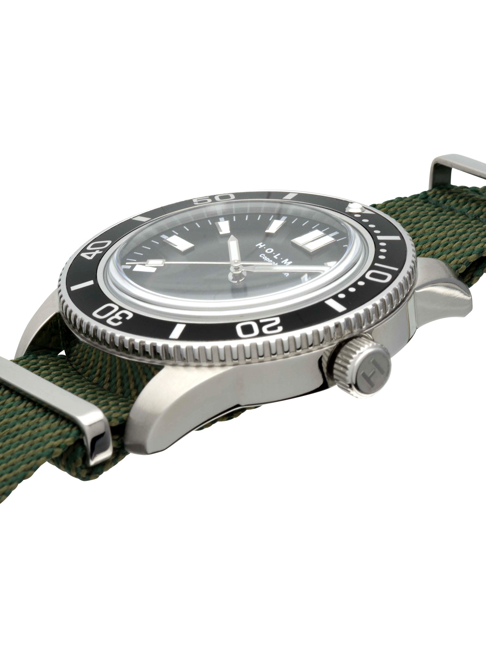 Explorer watch 44mm grey/black dial with green nato strap