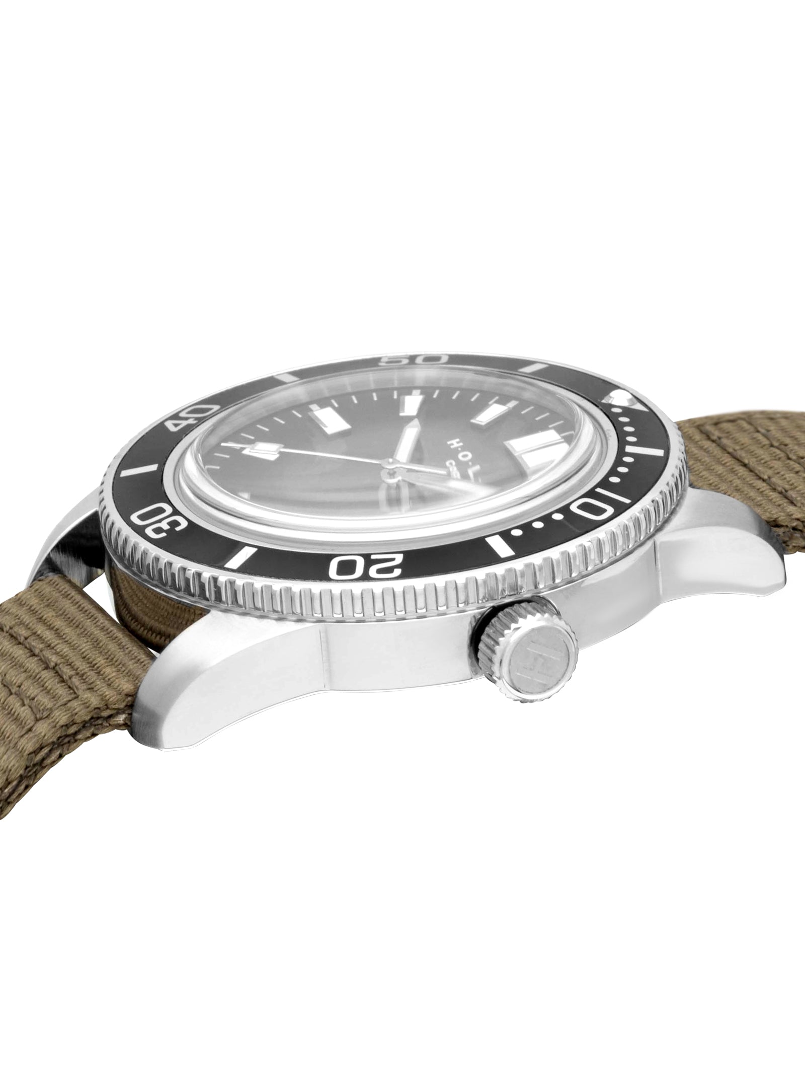 Explorer watch 44mm grey/black dial with 2-piece khaki strap