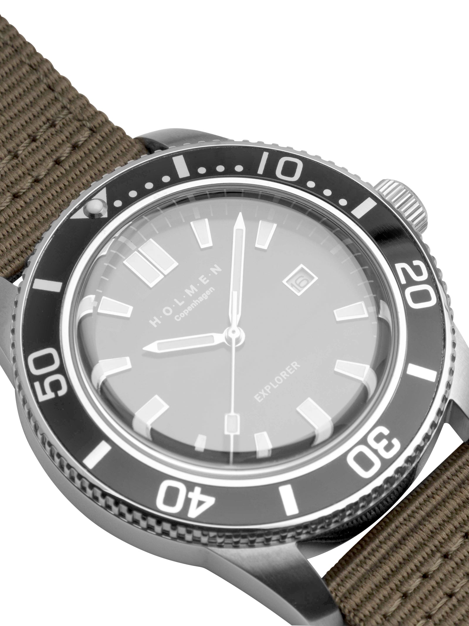Explorer watch 44mm grey/black dial with 2-piece khaki strap