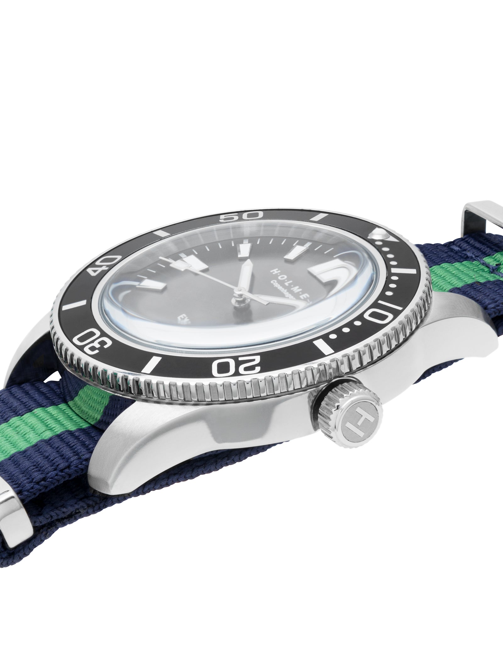 Explorer watch 44mm grey/black dial with blue/green nato strap